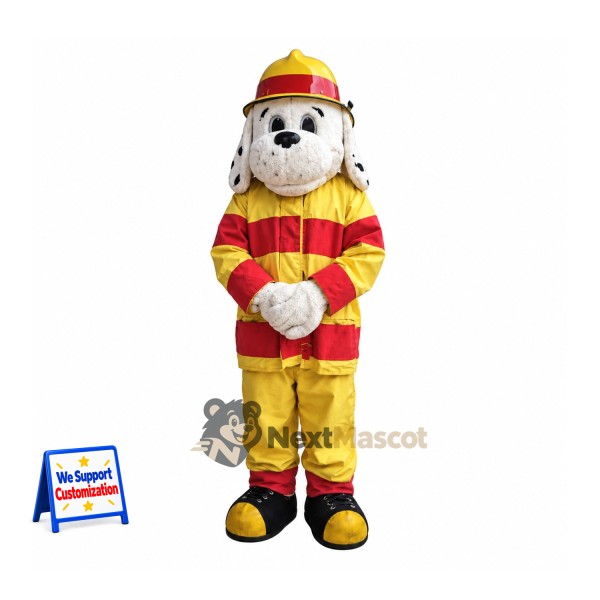 Dalmatian Mascot Costume - Red and Yellow Firefighter Suit