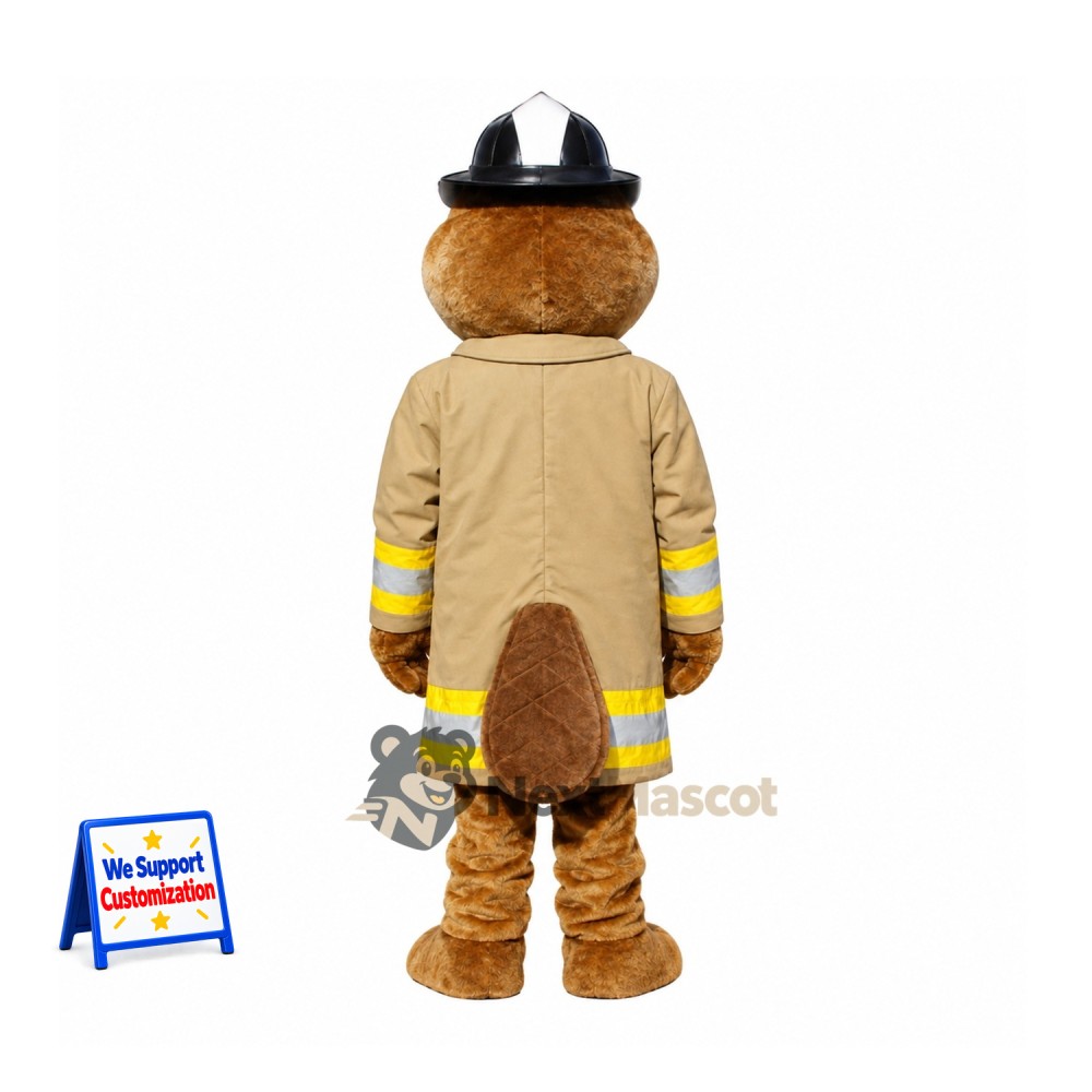 Beaver Mascot Costume - Tan Firefighter Coat Beaver Mascot Costume - Tan Firefighter Coat