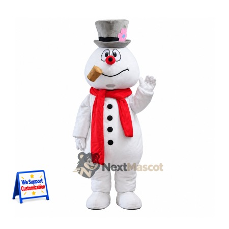 Snowman Mascot Costume - Silver Hat Snowman Mascot Costume - Silver Hat