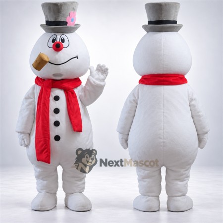 Snowman Mascot Costume - Silver Hat Snowman Mascot Costume - Silver Hat