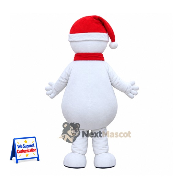 Snowman Mascot Costume - Santa Hat