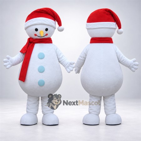 Snowman Mascot Costume - Santa Hat Snowman Mascot Costume - Santa Hat