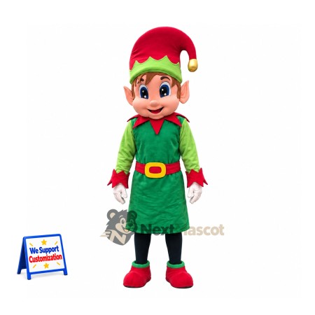 Christmas Elf Mascot Costume - Green Dress Christmas Elf Mascot Costume - Green Dress