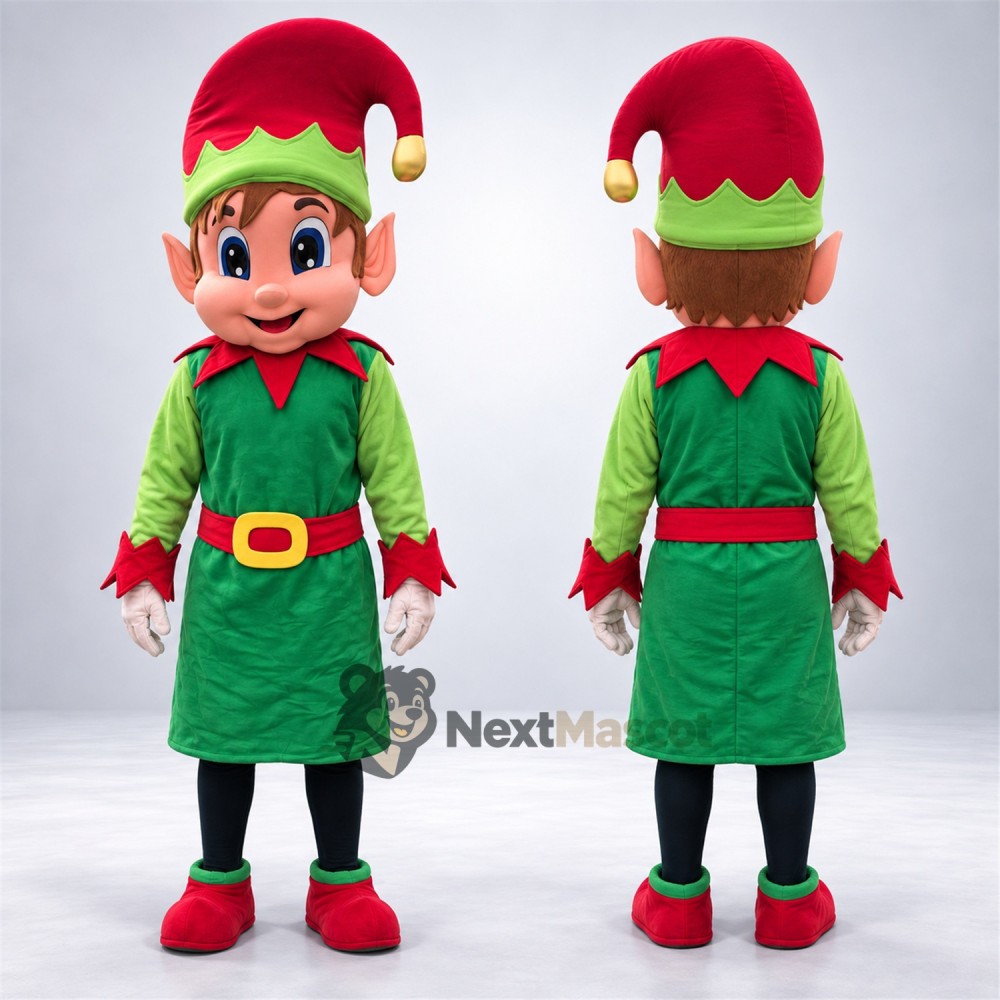 Christmas Elf Mascot Costume - Green Dress Christmas Elf Mascot Costume - Green Dress