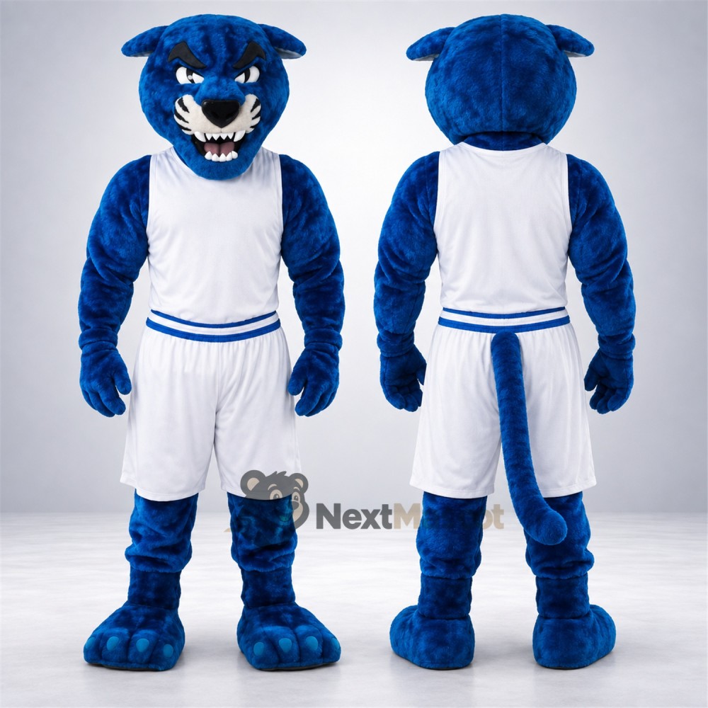 Panther Mascot Costume - Blue, White Uniform Panther Mascot Costume - Blue, White Uniform