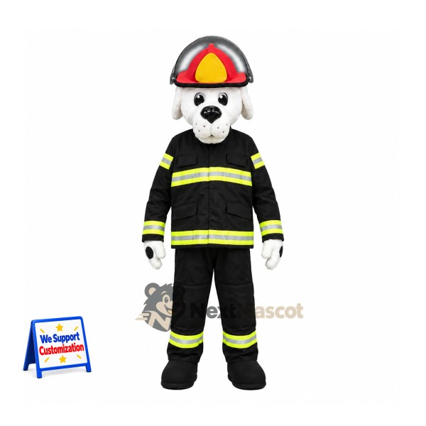 Dalmatian Mascot Costume - Black Firefighter Suit