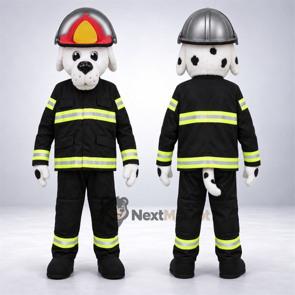 Dalmatian Mascot Costume - Black Firefighter Suit Dalmatian Mascot Costume - Black Firefighter Suit