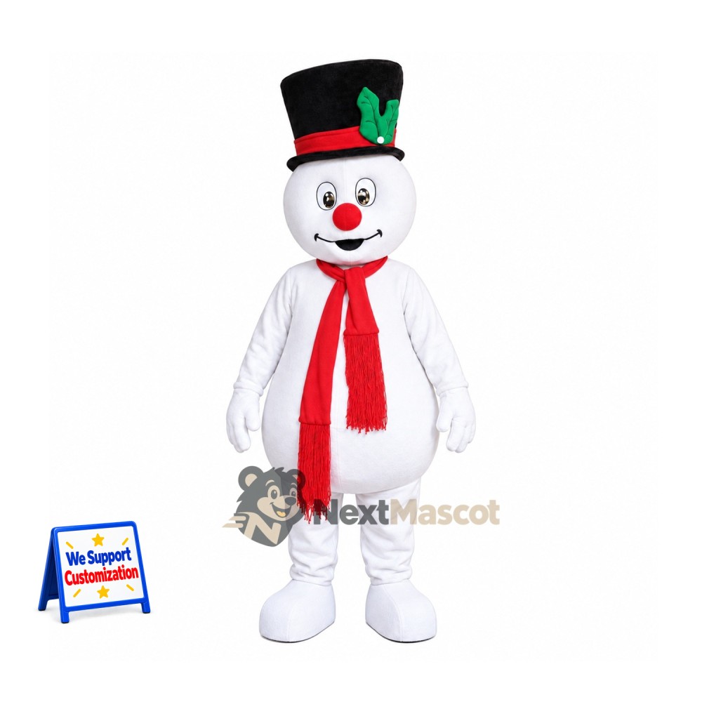 Snowman Mascot Costume - Black Top Hat Snowman Mascot Costume - Black Top Hat