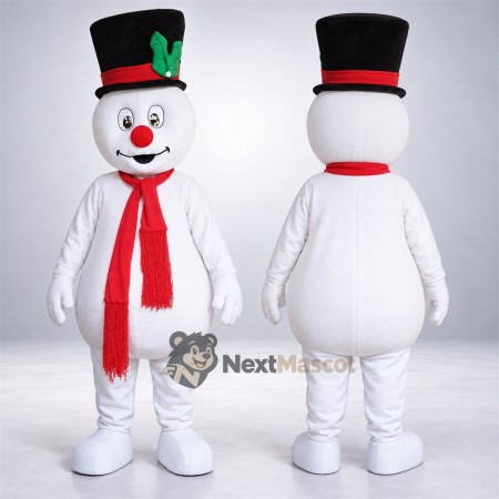 Snowman Mascot Costume - Black Top Hat Snowman Mascot Costume - Black Top Hat
