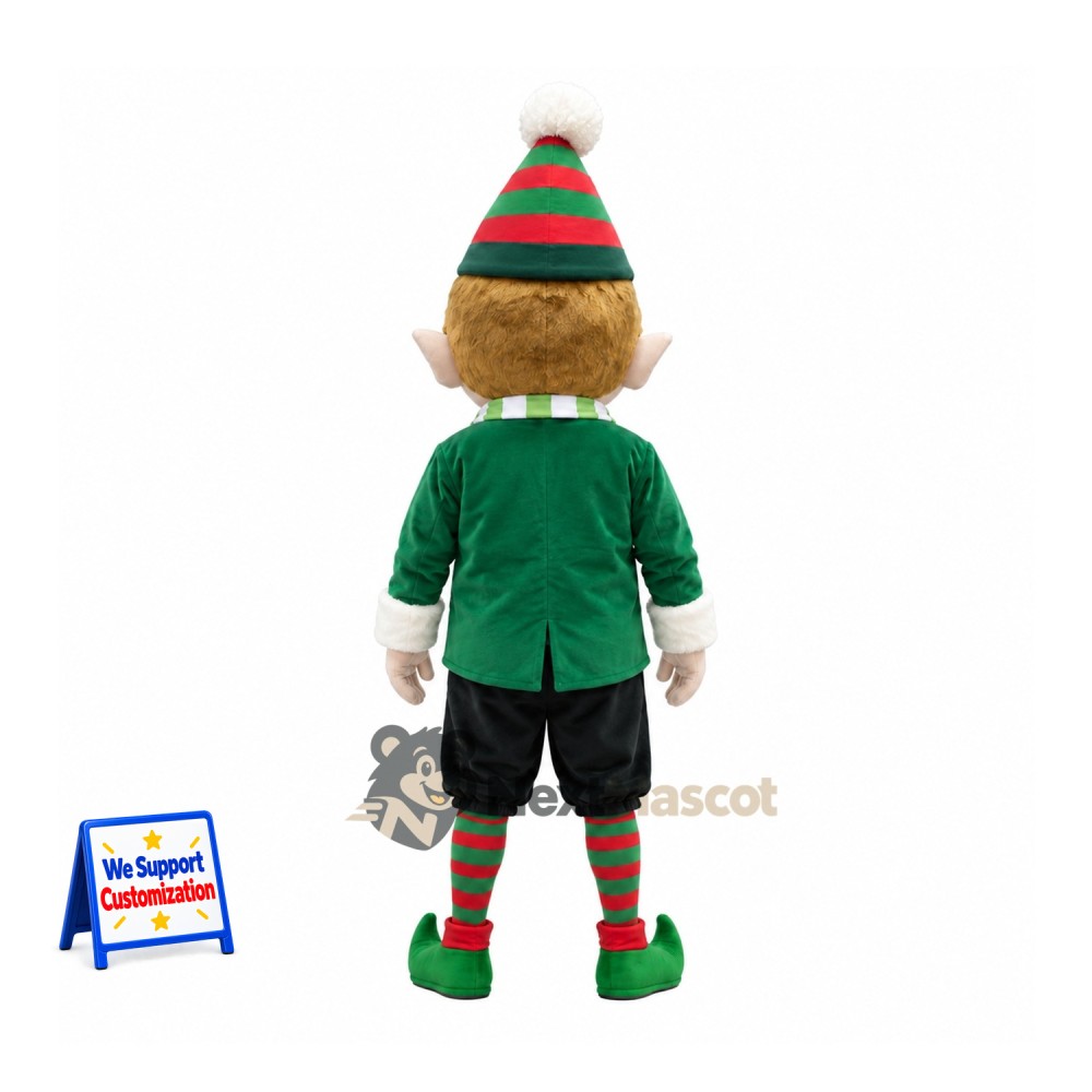 Christmas Elf Mascot Costume - Striped Hat Christmas Elf Mascot Costume - Striped Hat