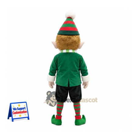 Christmas Elf Mascot Costume - Striped Hat Christmas Elf Mascot Costume - Striped Hat