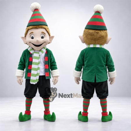Christmas Elf Mascot Costume - Striped Hat Christmas Elf Mascot Costume - Striped Hat