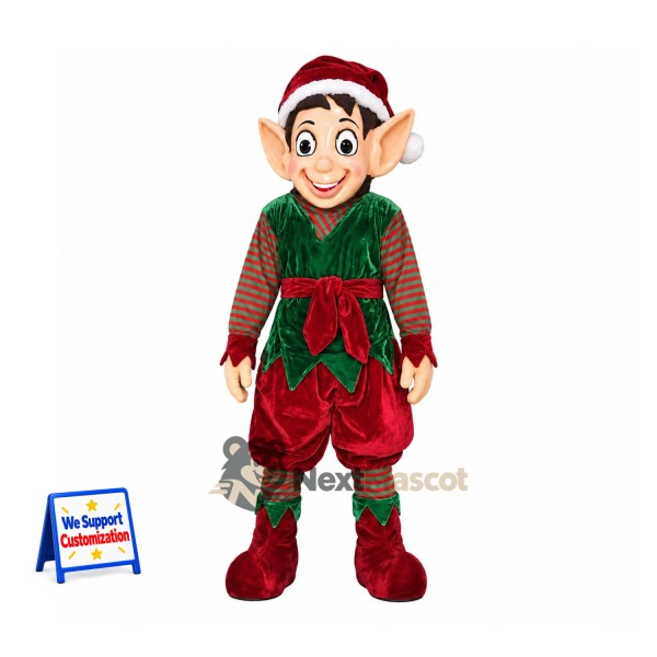 Christmas Elf Mascot Costume - Red Outfit