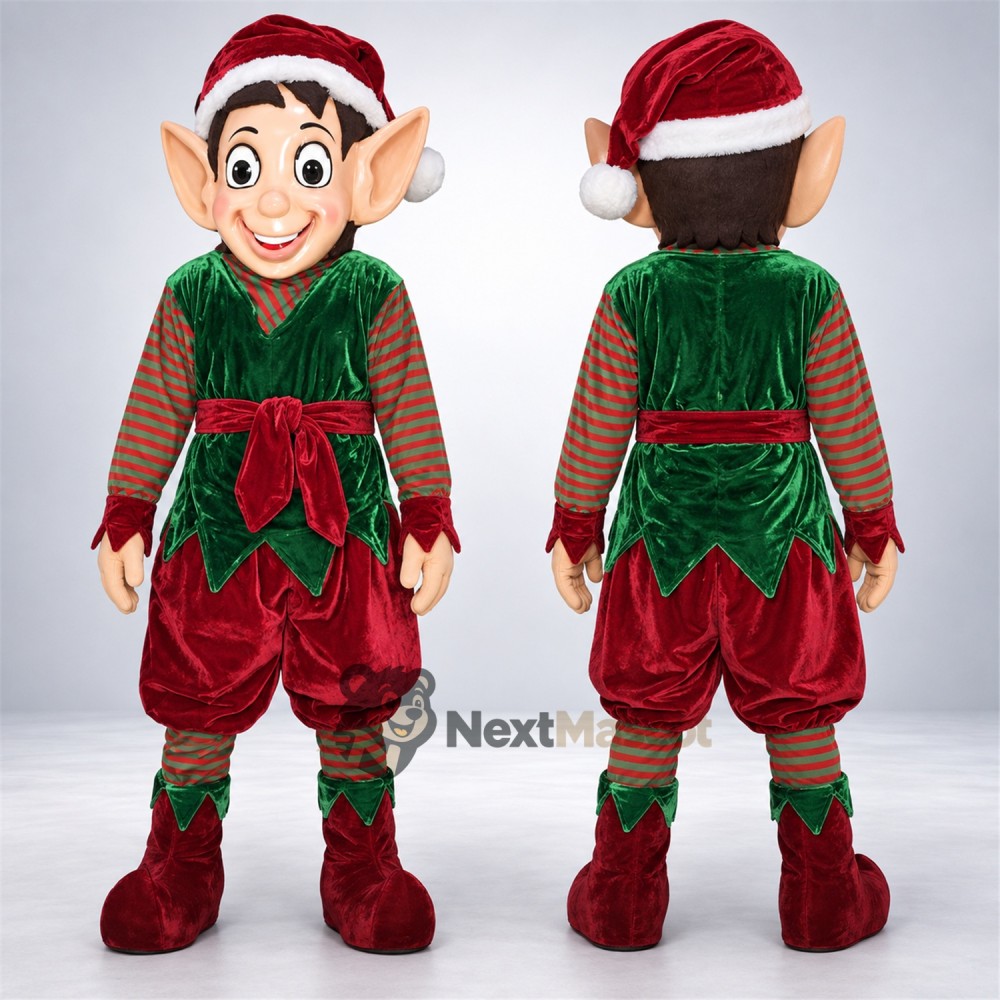 Christmas Elf Mascot Costume - Red Outfit Christmas Elf Mascot Costume - Red Outfit