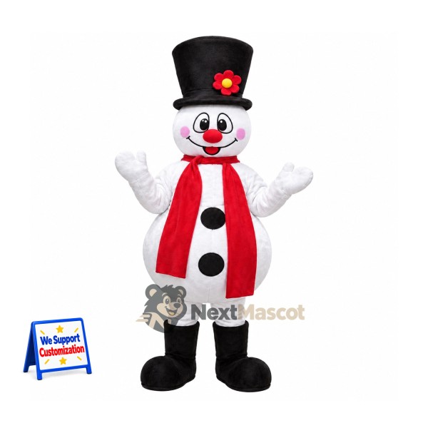 Snowman Mascot Costume - Black Hat