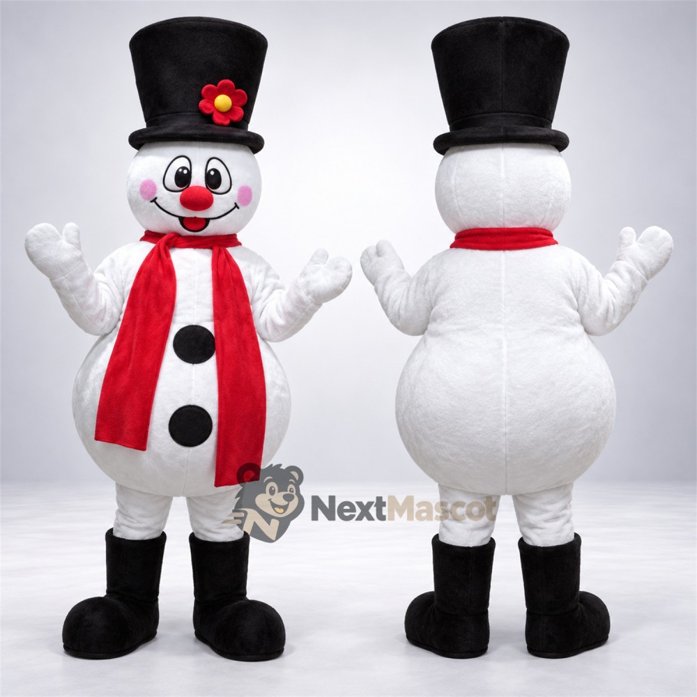 Snowman Mascot Costume - Black Hat Snowman Mascot Costume - Black Hat