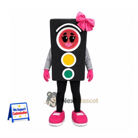 Traffic Light Mascot Costume - Pink Bow