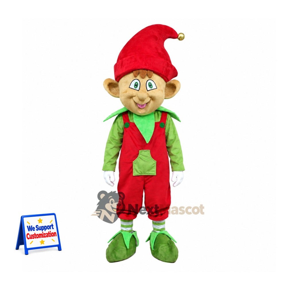 Christmas Elf Mascot Costume - Red Hat Christmas Elf Mascot Costume - Red Hat