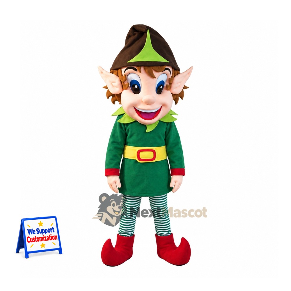 Christmas Elf Mascot Costume - Green Outfit Christmas Elf Mascot Costume - Green Outfit