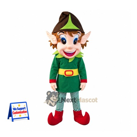 Christmas Elf Mascot Costume - Green Outfit Christmas Elf Mascot Costume - Green Outfit