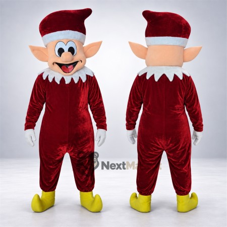 Christmas Elf Mascot Costume - Burgundy Outfit Christmas Elf Mascot Costume - Burgundy Outfit