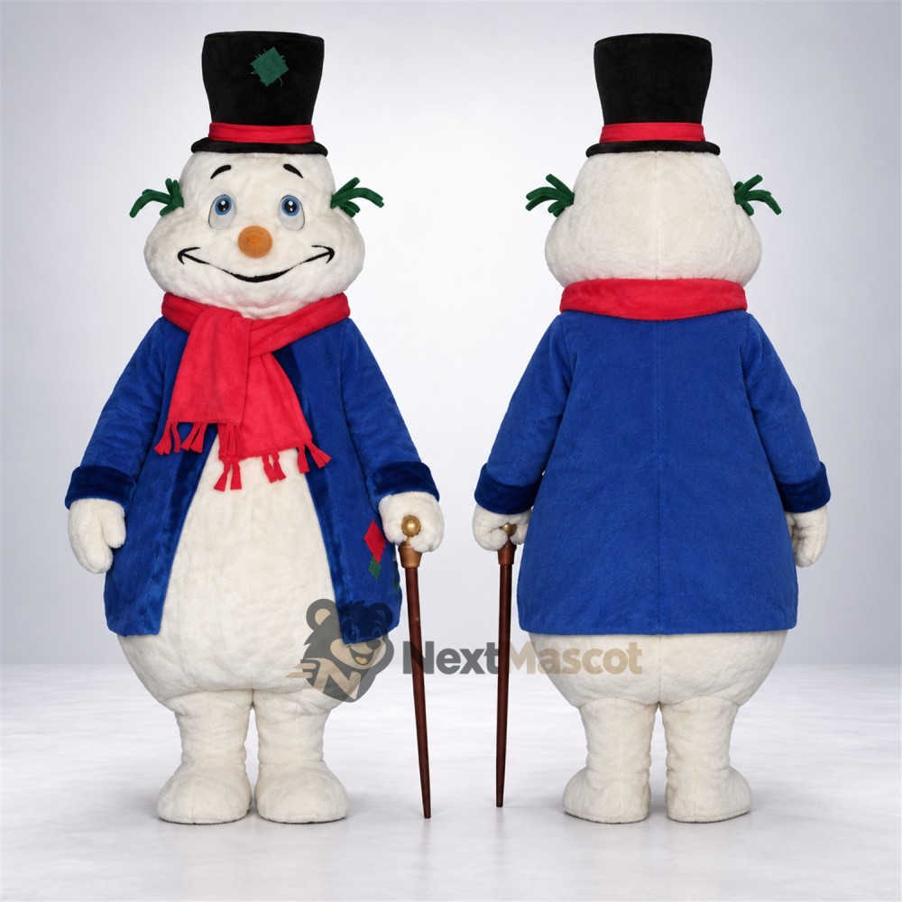 Snowman Mascot Costume - Blue Coat Snowman Mascot Costume - Blue Coat
