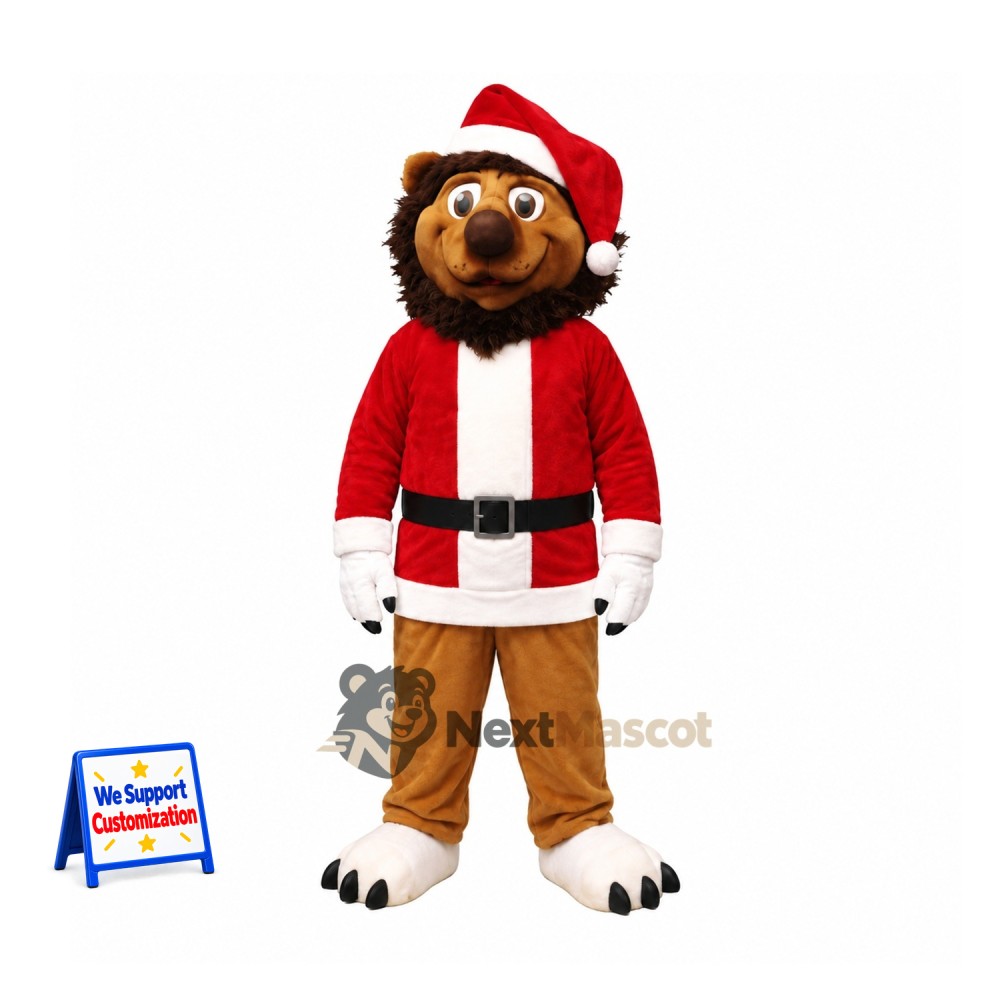 Lion Mascot Costume - Santa Suit Lion Mascot Costume - Santa Suit