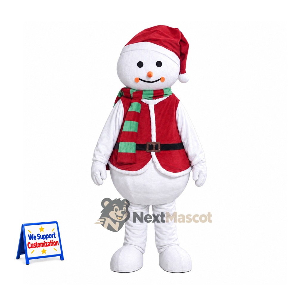 Snowman Mascot Costume - Red Vest Snowman Mascot Costume - Red Vest