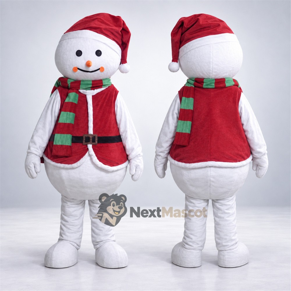 Snowman Mascot Costume - Red Vest Snowman Mascot Costume - Red Vest