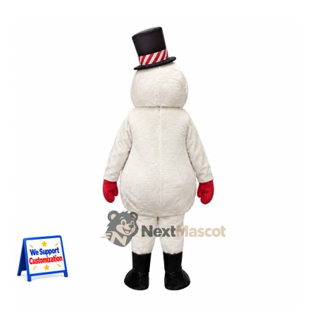 Snowman Mascot Costume - Striped Top Hat Snowman Mascot Costume - Striped Top Hat
