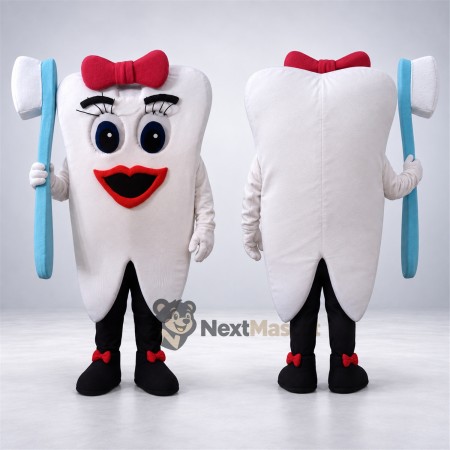 Tooth Mascot Costume - Pink Bow Tooth Mascot Costume - Pink Bow
