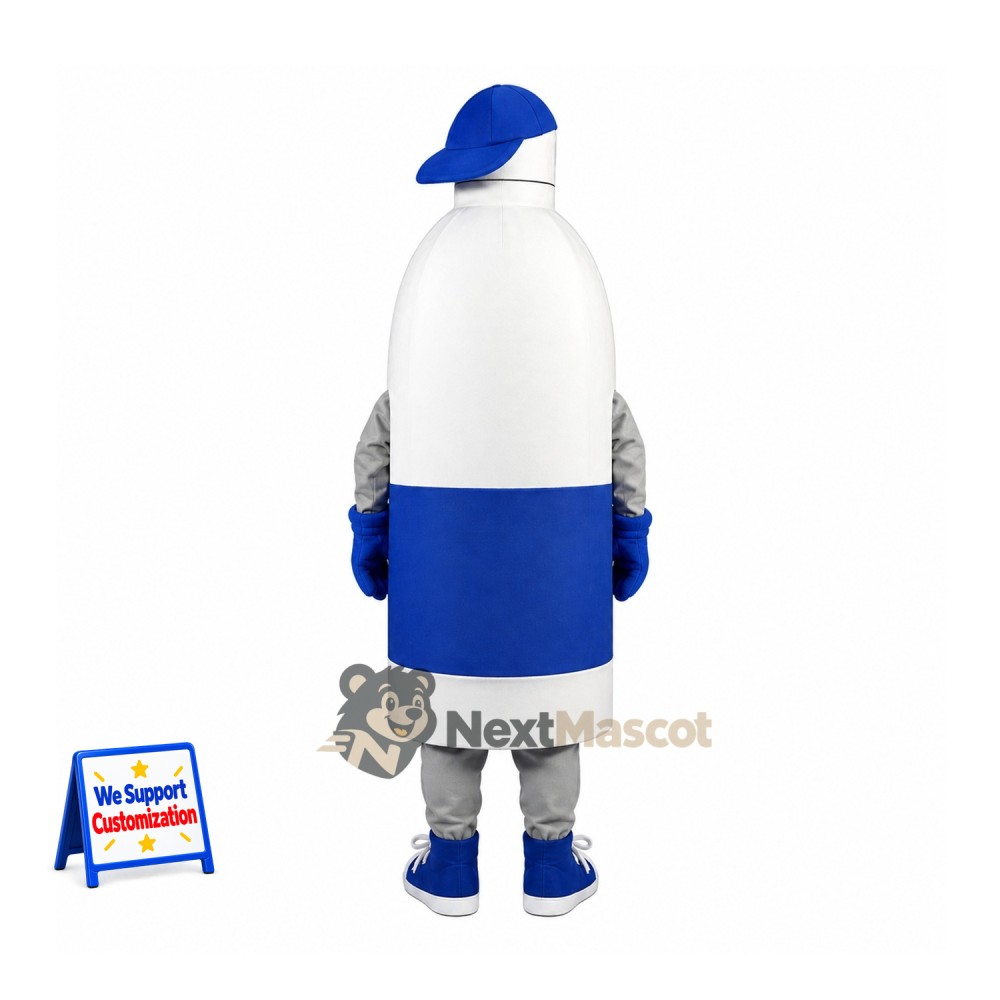 Bottle Mascot Costume - White, Blue Cap