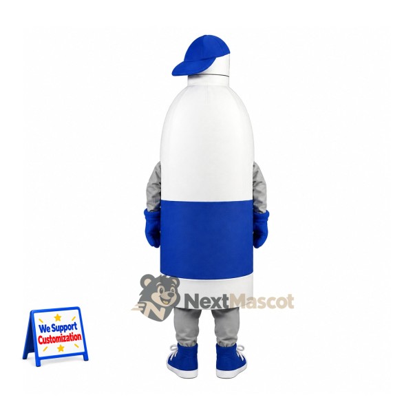 Bottle Mascot Costume - White, Blue Cap Bottle Mascot Costume - White, Blue Cap