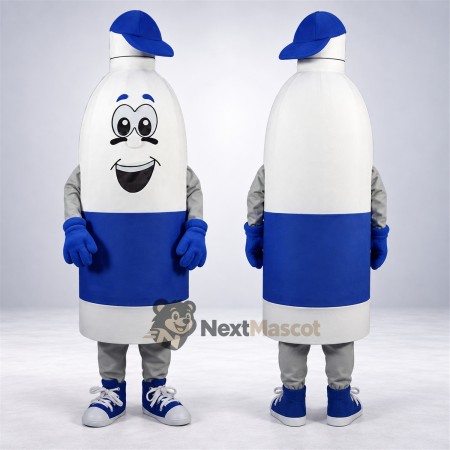 Bottle Mascot Costume - White, Blue Cap