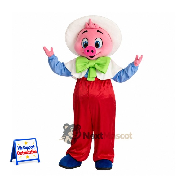 Pig Mascot Costume - Red Overalls for Parades