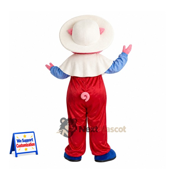 Pig Mascot Costume - Red Overalls for Parades Pig Mascot Costume - Red Overalls for Parades