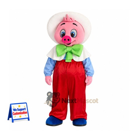 Pig Mascot Costume - Red Overalls for School Events Pig Mascot Costume - Red Overalls for School Events