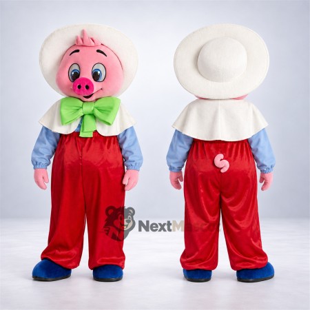 Pig Mascot Costume - Red Overalls for School Events Pig Mascot Costume - Red Overalls for School Events