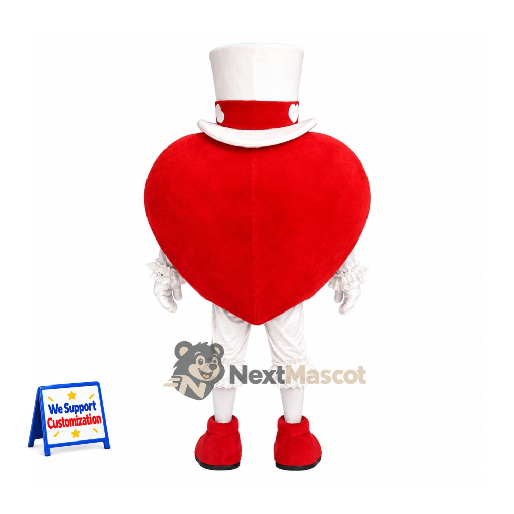 Heart Mascot Costume - White Top Hat Heart Mascot Costume - White Top Hat