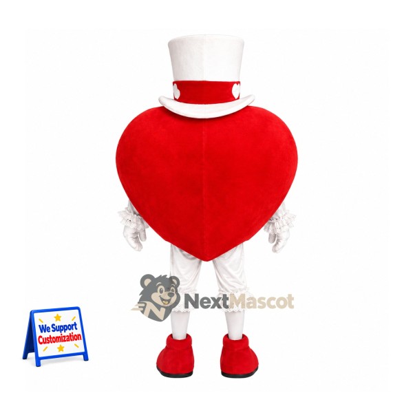 Heart Mascot Costume - White Top Hat Heart Mascot Costume - White Top Hat