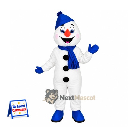Snowman Mascot Costume - Blue Hat Snowman Mascot Costume - Blue Hat