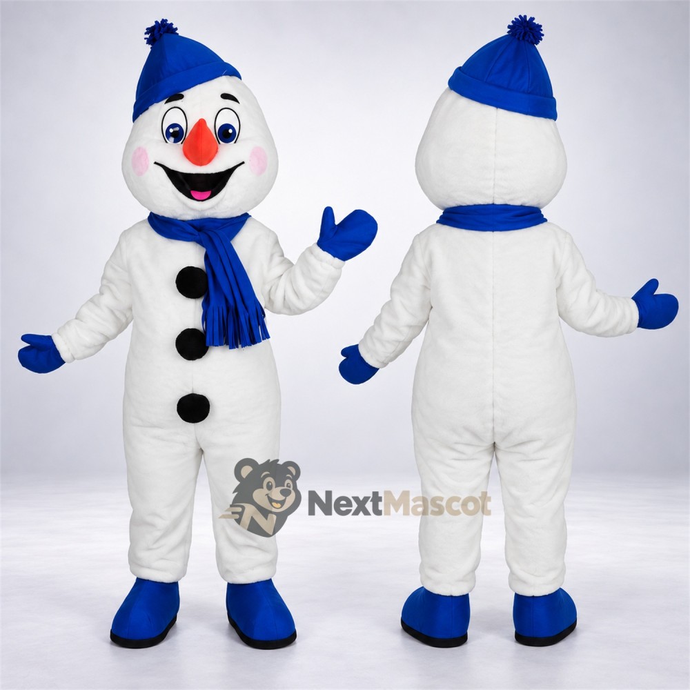 Snowman Mascot Costume - Blue Hat Snowman Mascot Costume - Blue Hat