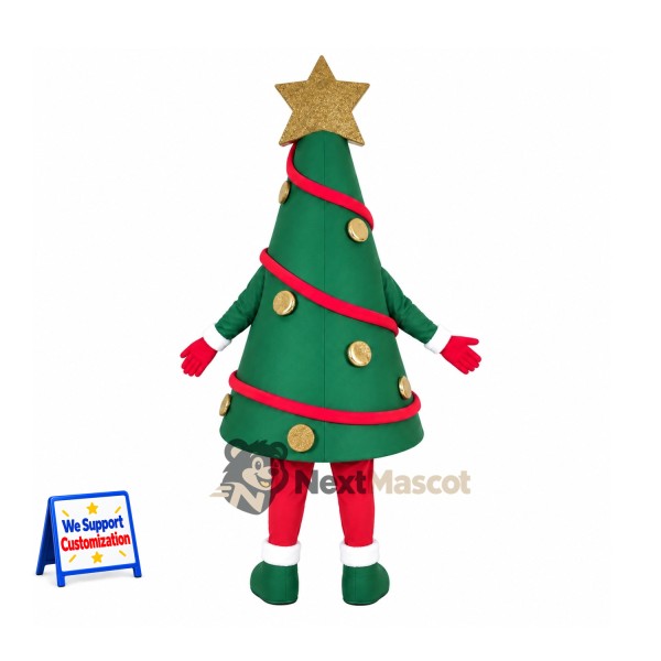 Christmas Tree Mascot Costume - Gold Star Christmas Tree Mascot Costume - Gold Star