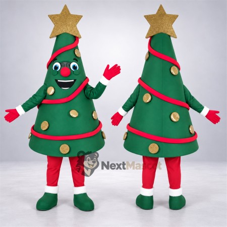 Christmas Tree Mascot Costume - Gold Star Christmas Tree Mascot Costume - Gold Star