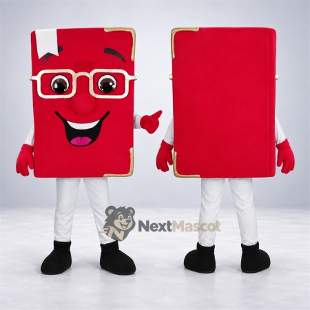 Book Mascot Costume - Red, Glasses Book Mascot Costume - Red, Glasses