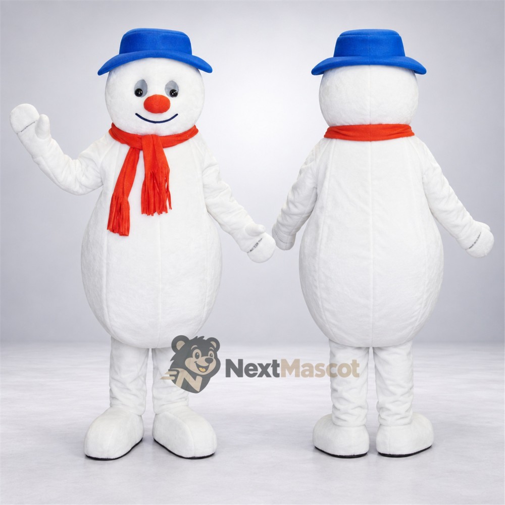 Snowman Mascot Costume - Red Scarf Snowman Mascot Costume - Red Scarf