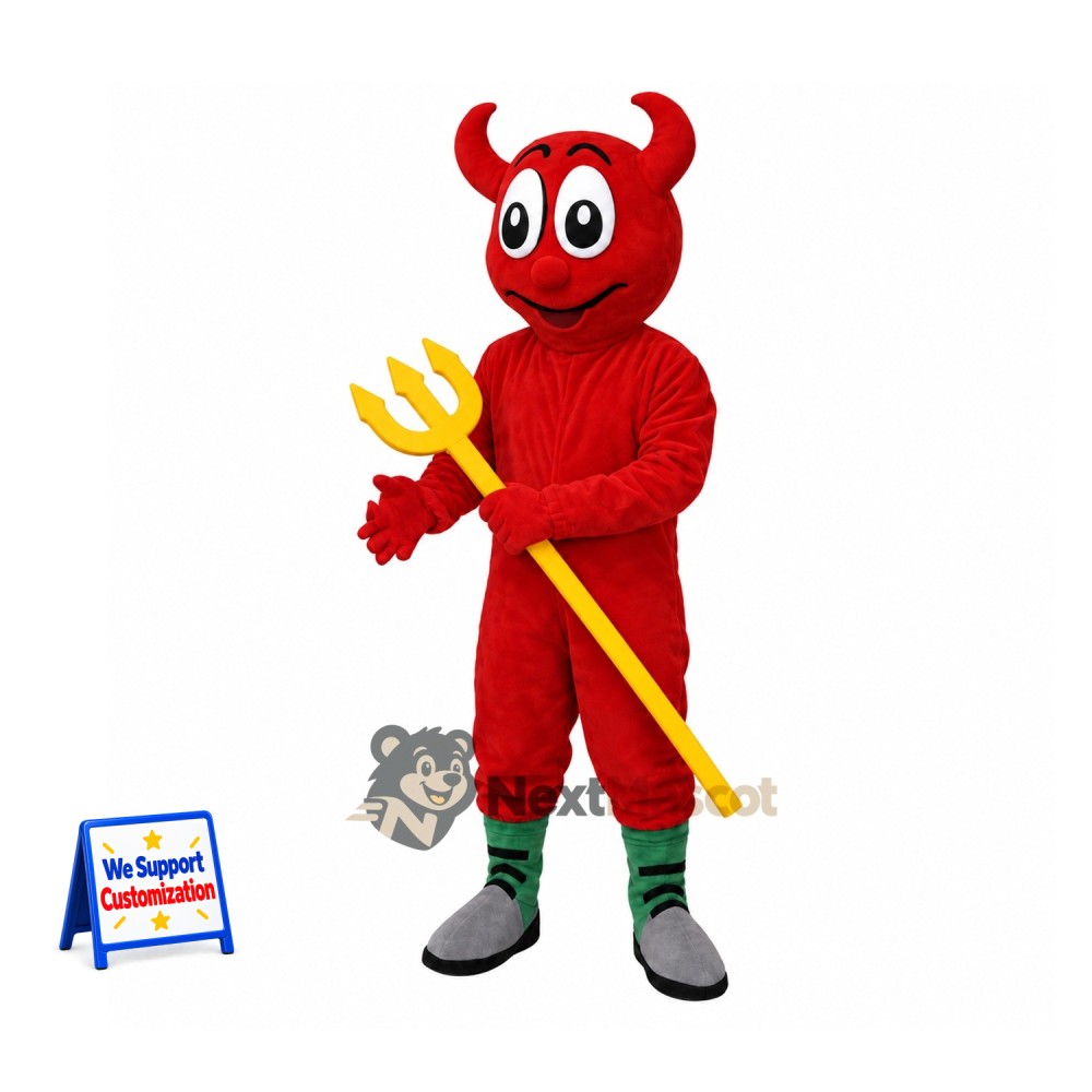 Devil Mascot Costume - Red, Trident Devil Mascot Costume - Red, Trident