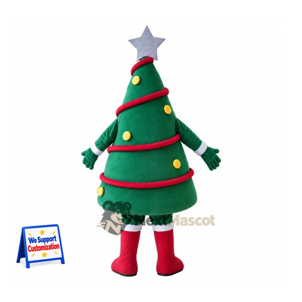 Christmas Tree Mascot Costume - Silver Star Christmas Tree Mascot Costume - Silver Star