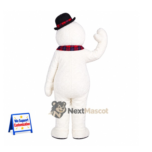 Snowman Mascot Costume - Plaid Scarf