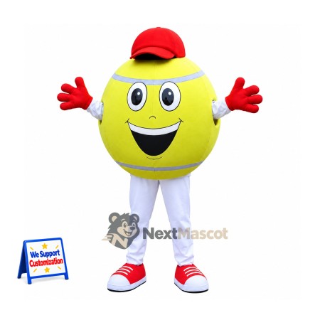 Tennis Ball Mascot Costume - Red Cap Tennis Ball Mascot Costume - Red Cap
